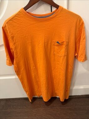 Tommy Bahama Bright Orange Short-Sleeve Pocket Tee with Blue Marlin